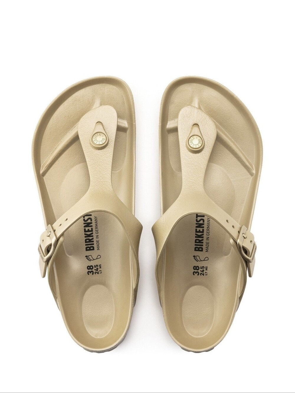 Birkenstock Gizeh EVA Thong Sandals in Glamour Gold, Sz EUR 40